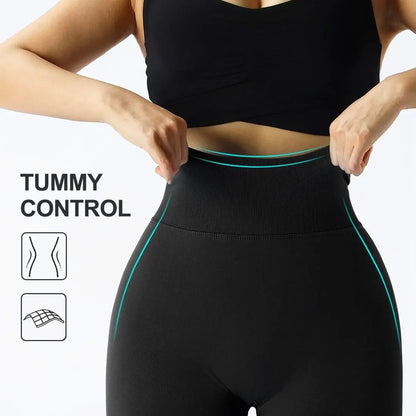 Seamless Knitted Leggings Fitness GYM Pants Women's High Waist Leggings Hips Tight Peach Buttocks High Waist Nude Yoga Pants