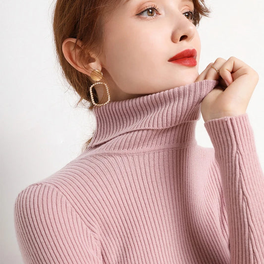 Women Fall Turtleneck Sweater Knitted Soft Pullovers Cashmere Jumpers Basic Soft Sweaters For Women 2025 Autumn Winter