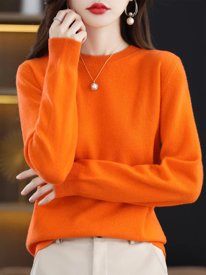 Women 100% Merino Wool Sweater O-Neck Long Sleeve Cashmere Knitwear Pullover Aliselect Fashion Autumn Winter Clothing Tops