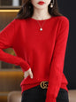 Women 100% Merino Wool Sweater O-Neck Long Sleeve Cashmere Knitwear Pullover Aliselect Fashion Autumn Winter Clothing Tops