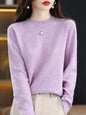 Women 100% Merino Wool Sweater O-Neck Long Sleeve Cashmere Knitwear Pullover Aliselect Fashion Autumn Winter Clothing Tops