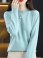 Women 100% Merino Wool Sweater O-Neck Long Sleeve Cashmere Knitwear Pullover Aliselect Fashion Autumn Winter Clothing Tops