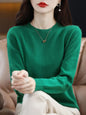 Women 100% Merino Wool Sweater O-Neck Long Sleeve Cashmere Knitwear Pullover Aliselect Fashion Autumn Winter Clothing Tops